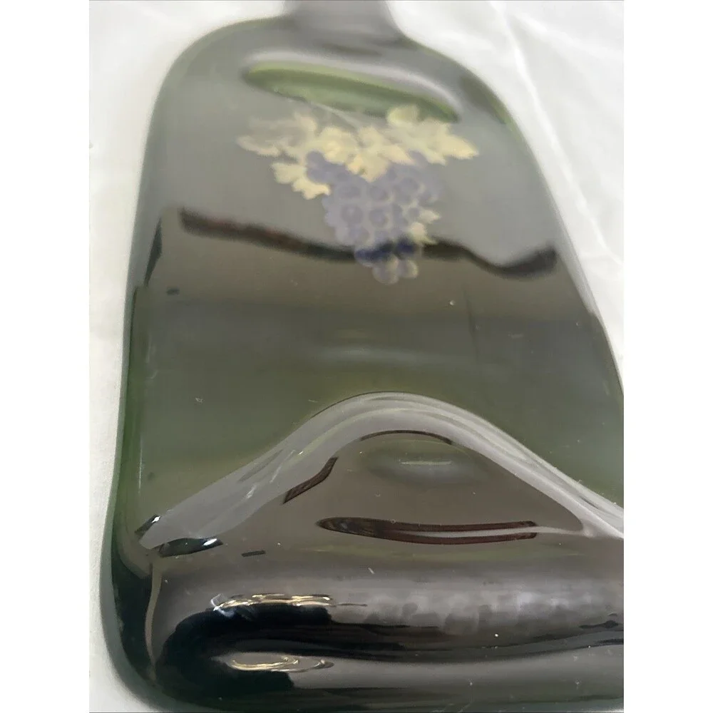 Flattened Slumped Green Wine Bottle Cheese Tray Or Wall Decor